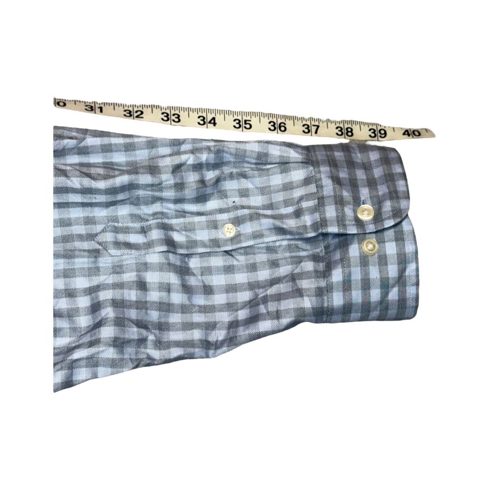 Egara Shirt Men 3XLT Gray White Check 100% Cotton Long Sleeve Collared Button-Up - Picture 6 of 6